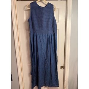Sophia Rose Blue Denim Smocked Maxi Dress Sleeveless Cotton Sz 18 Read